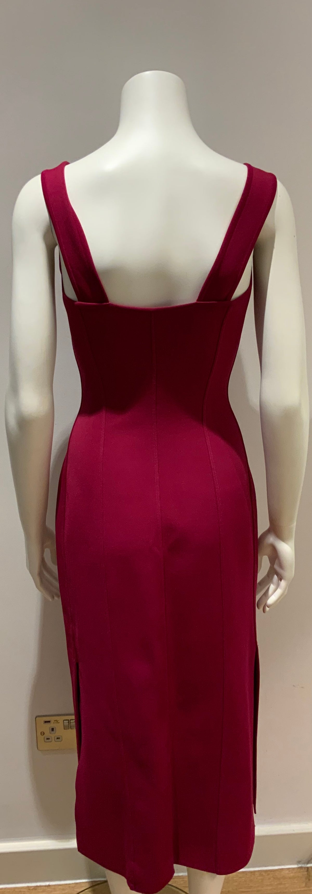 Azzedine Alaïa Alaia Bodycon ete 91 Burgundy Dress F 42 UK 14 US 10 ladies