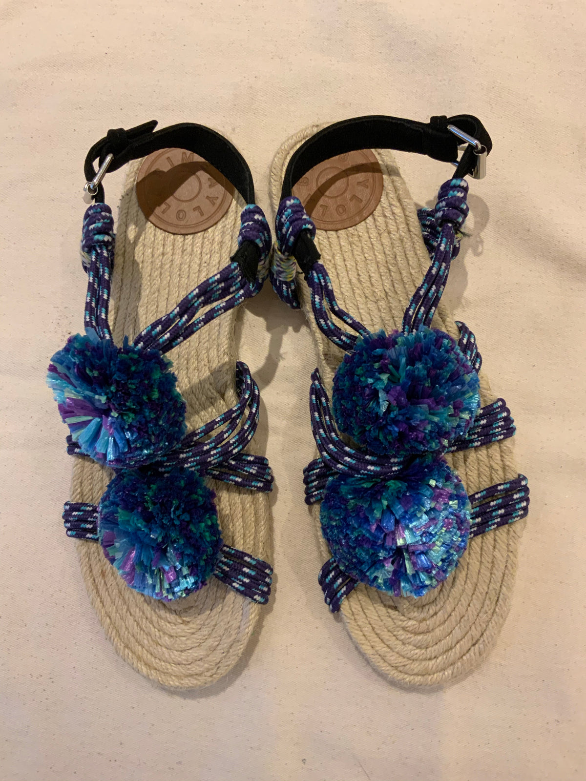 The Most Amazing Bimba Y Lola Blue Strings New Other Pom Poms Flats Sandals 39 ladies