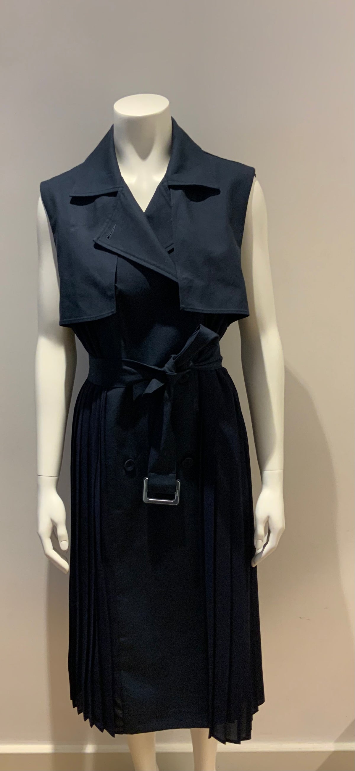 The Garo Pleated Trench Dress Navy Blue MOST WANTED Size S small ladies