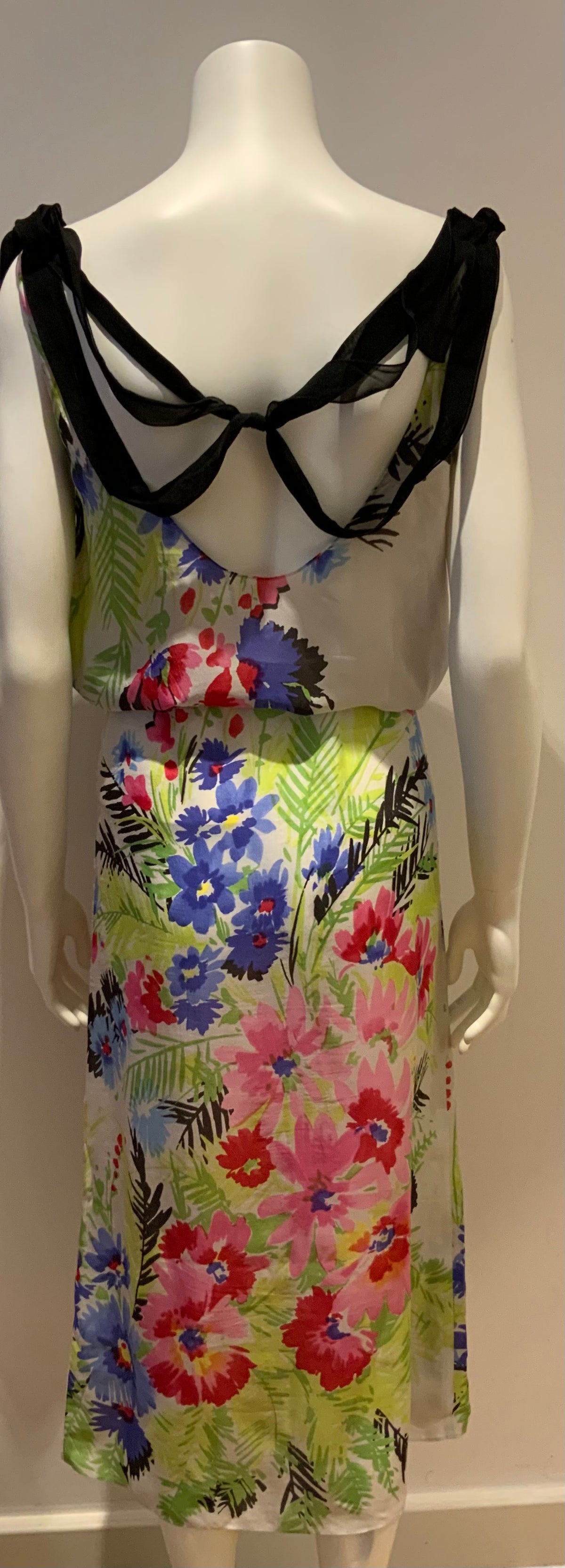 Han Ahn Soon Japan Silk Multicolor Floral Summer DRESS One size fits all ladies