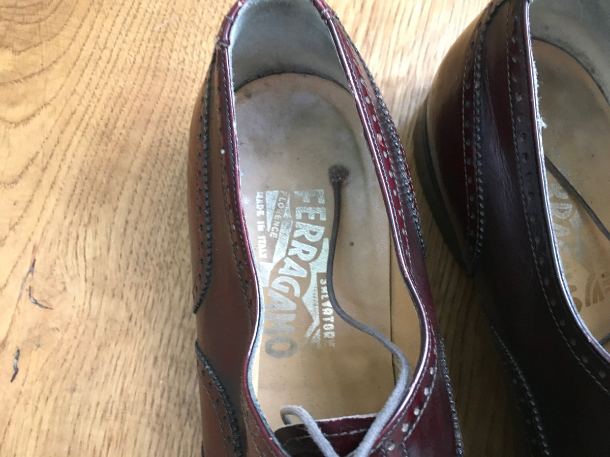 Salvatore Ferragamo Wingtip Leather Oxford Dress Shoes Size 9 1/2 D MEN