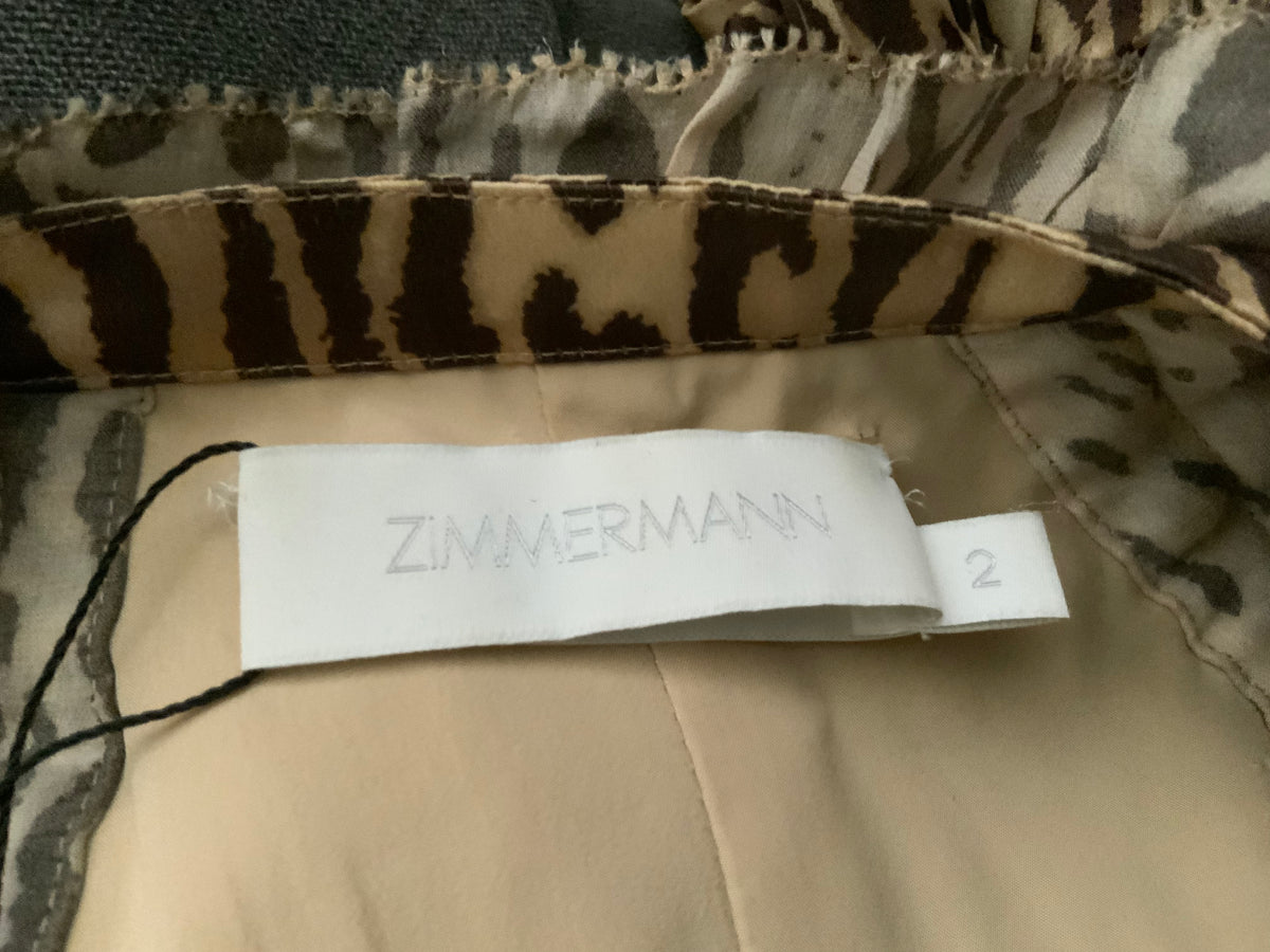 ZIMMERMANN Espionage Cutout leopard-print silk crepe de chine drawn mini dress 2 ladies