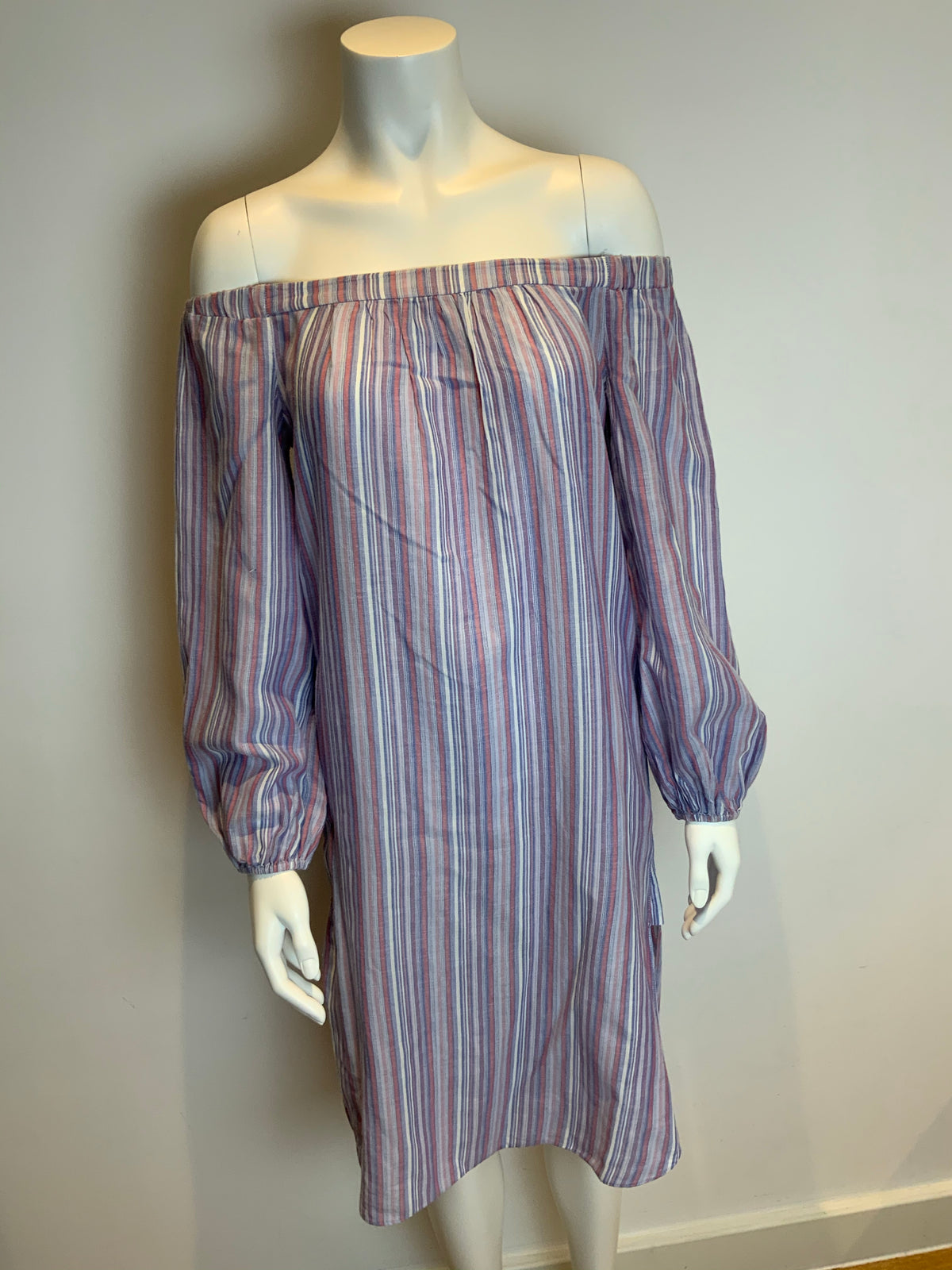 BCBG MAX AZRIA STRIPED OFF THE SHOULDERS DRESS SIZE XS Ladies