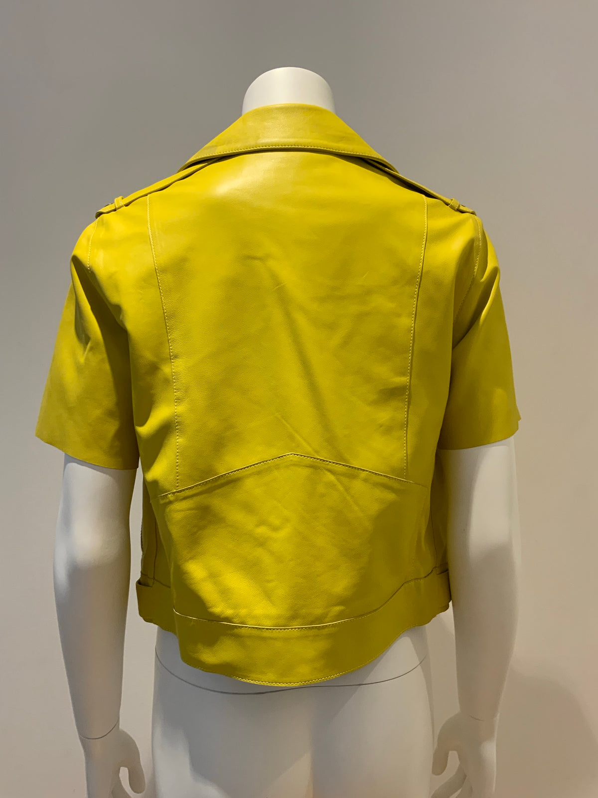 Ç x Façonnable Mira Mikati Capsule Collection Leather Biker Jacket 38 US6 ladies