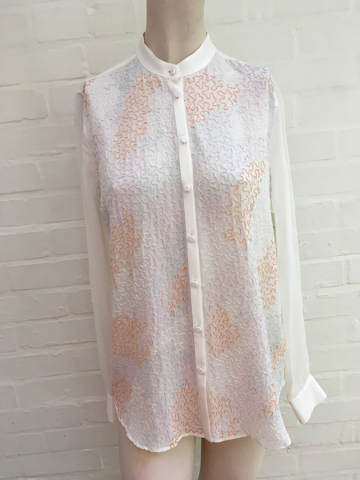 MARY KATRANTZOU Mika Silk Embellished Blouse US 2 UK 6 I 38 ladies