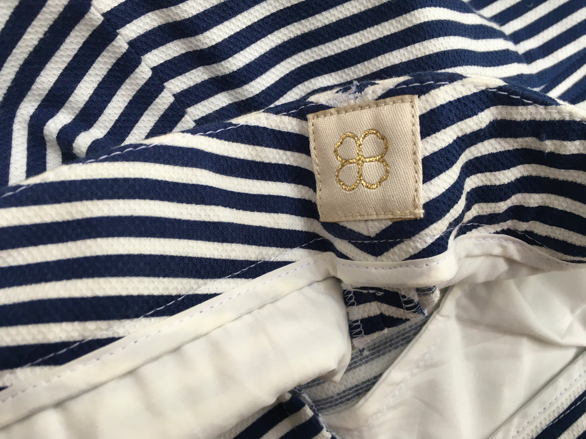 True Royal Pants Trousers White & Blue Stripes Mid-Rise Straight-Leg Ladies