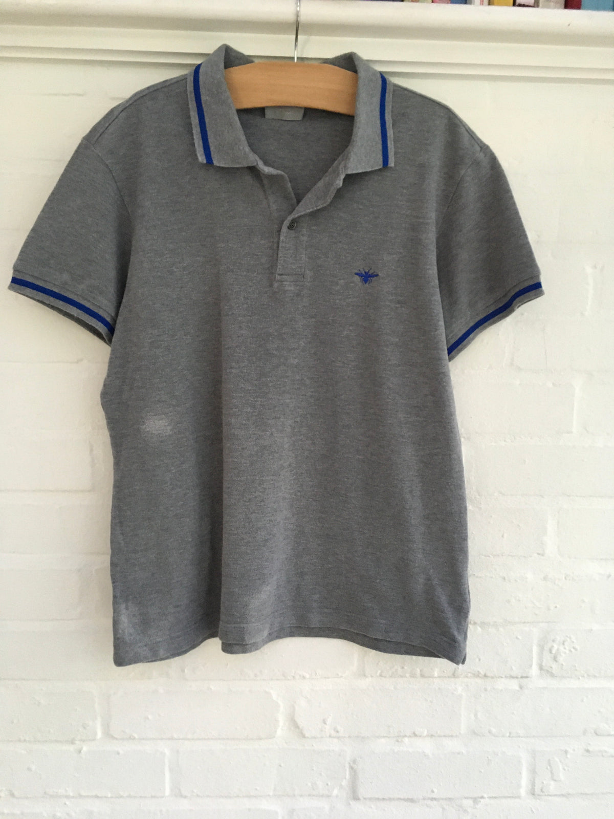 DIOR Piqué Polo Shirt in Grey T-shirt Top Size L Large Men