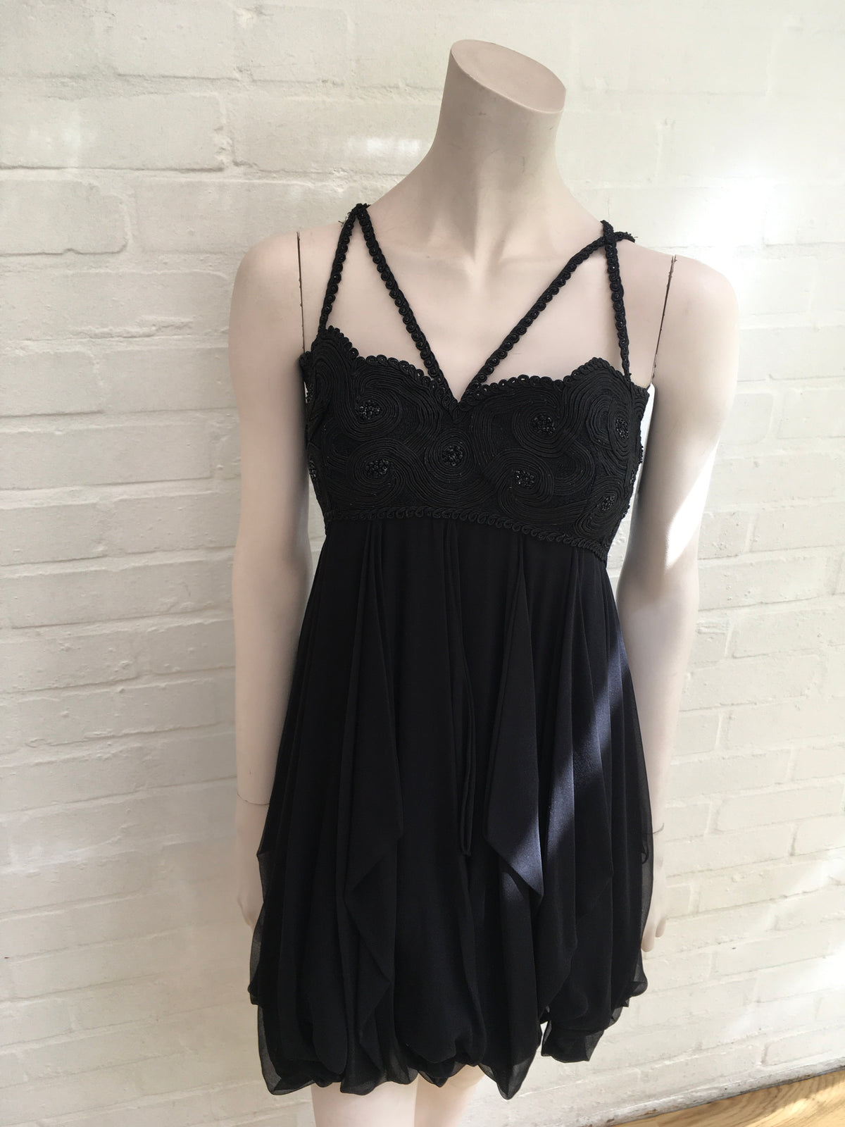 Marchesa Embellished Embroidered LBD silk SO COUTURE Dress Ladies
