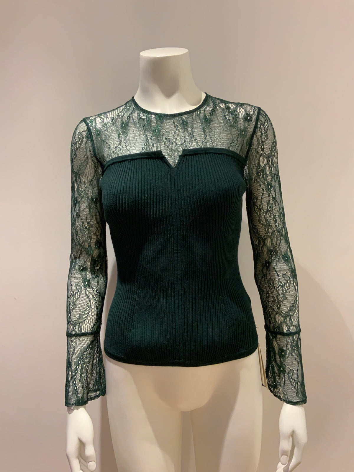 FRAY I.D JAPAN FLORAL LACE INSERT JUMPER TOP BLOUSE SWEATER PULLOVER SIZE F ladies