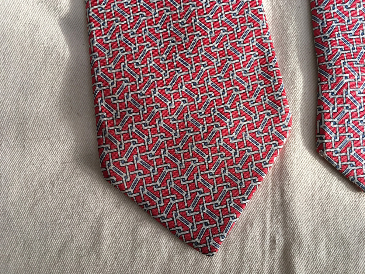 Hermès HERMES Paris Silk Blue Print Tie 5050 PA 100% AUTHENTIC Men