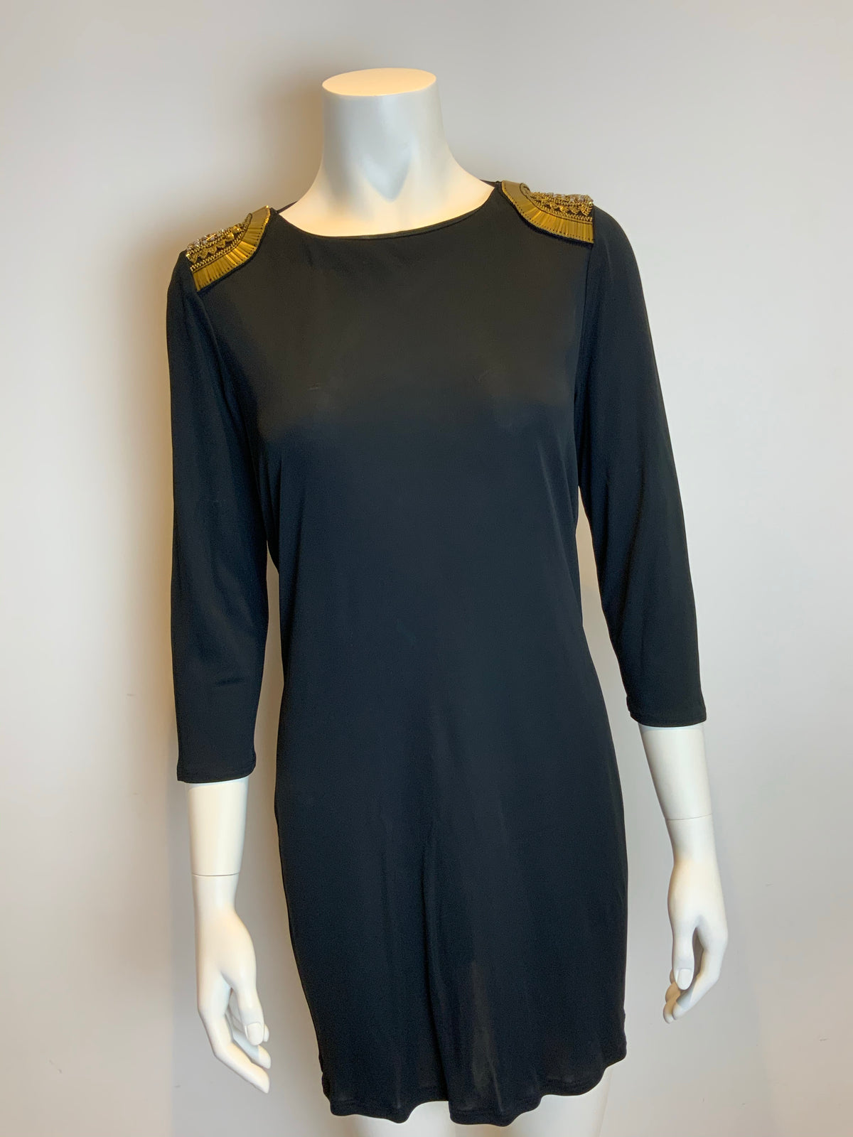 Emilio Pucci MOST WANTED Black Embellished Epaulettes Dress I 44 UK 12 US 10 ladies