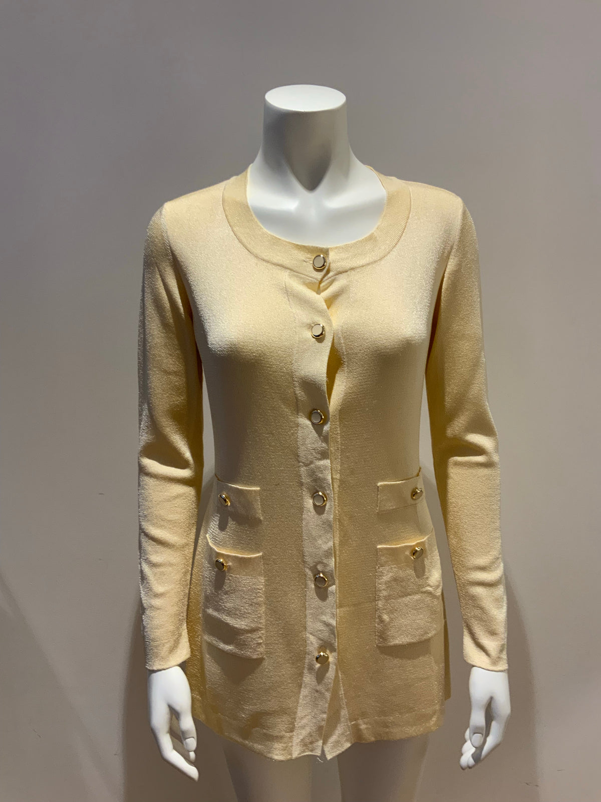 Luisa Spignoli Think Knit Silk Logo Cardigan Multi ~Pockets SIZE S small ladies