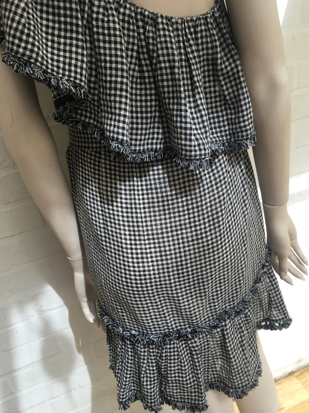 ZIMMERMANN MOST WANTED PARADISO GINGHAM LINEN ONE SHOULDER MINI DRESS Size 1 ladies