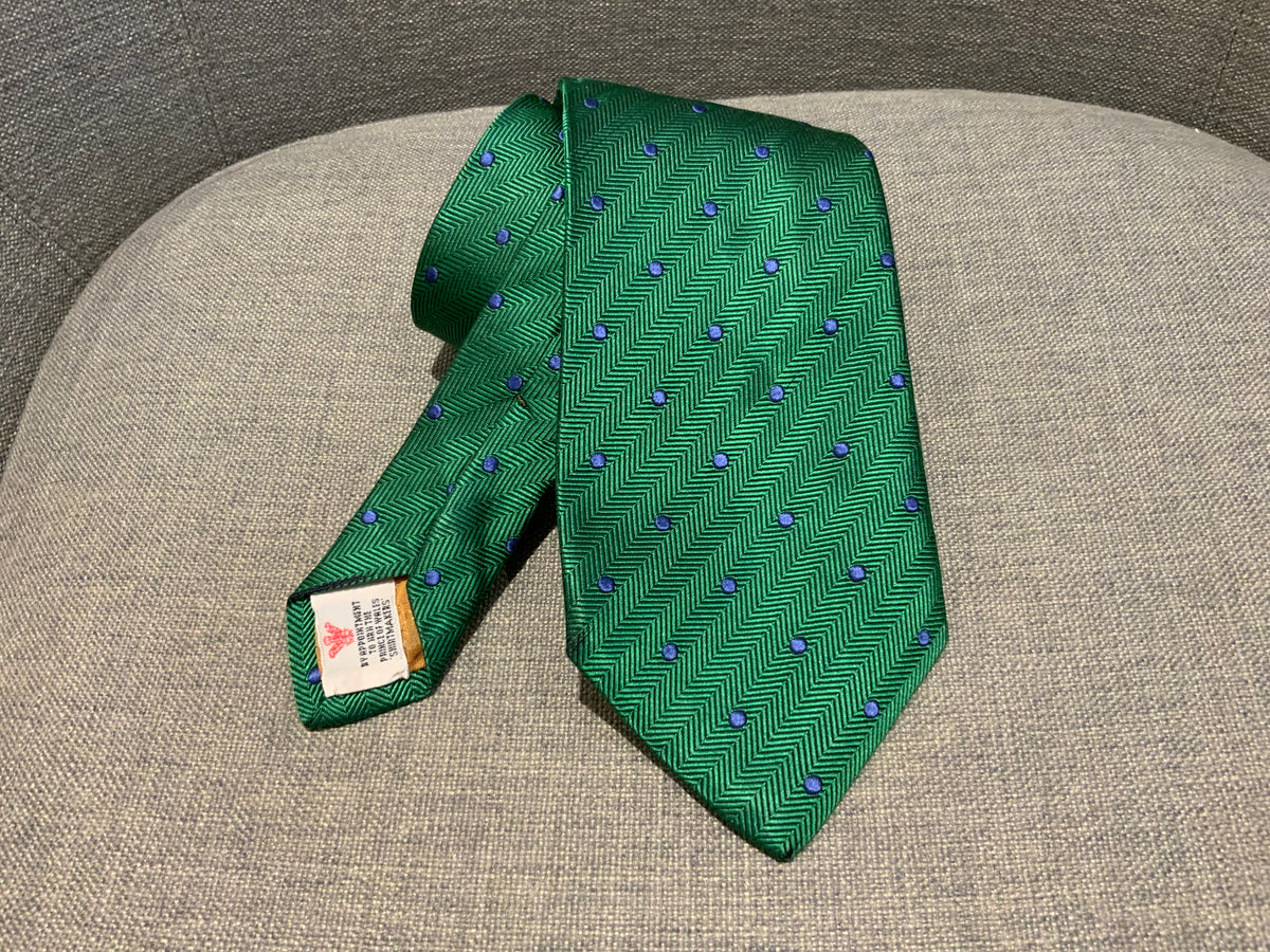 TURNBULL & ASSER HANDMADE Mens Green Dots Tie men