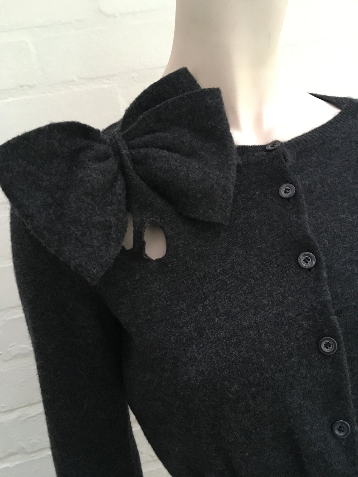 Moschino Wool Knit Cropped Cardigan Bow Detail LADIES