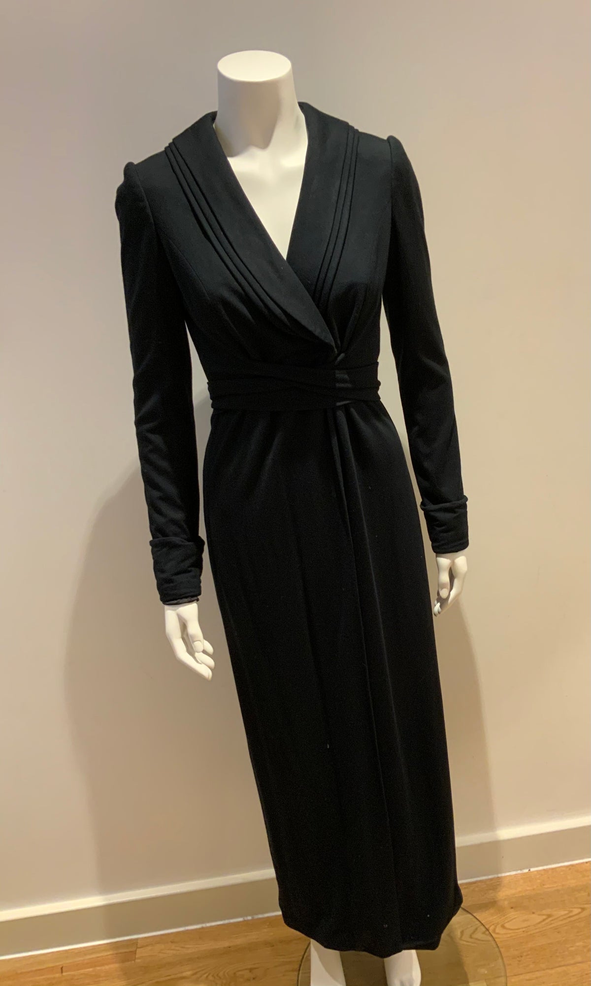 JASMINE DI MILO BLACK WOOL LONG COAT DRESS SIZE S SMALL ladies