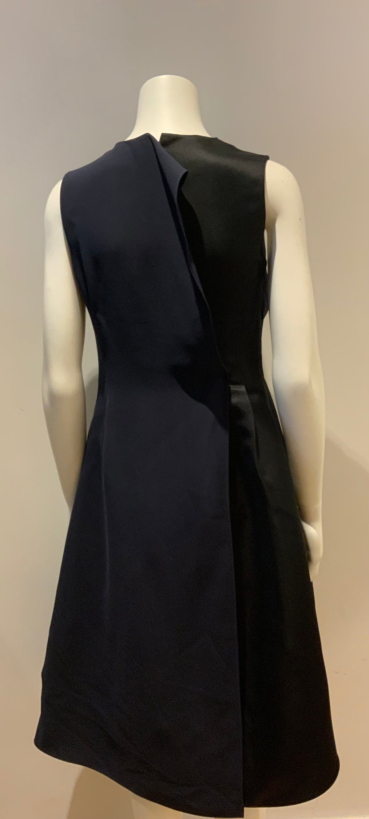 Christian Dior Iconic Collectors Navy Blac Silk Asymmetric Dress Size F 40 UK 12 ladies