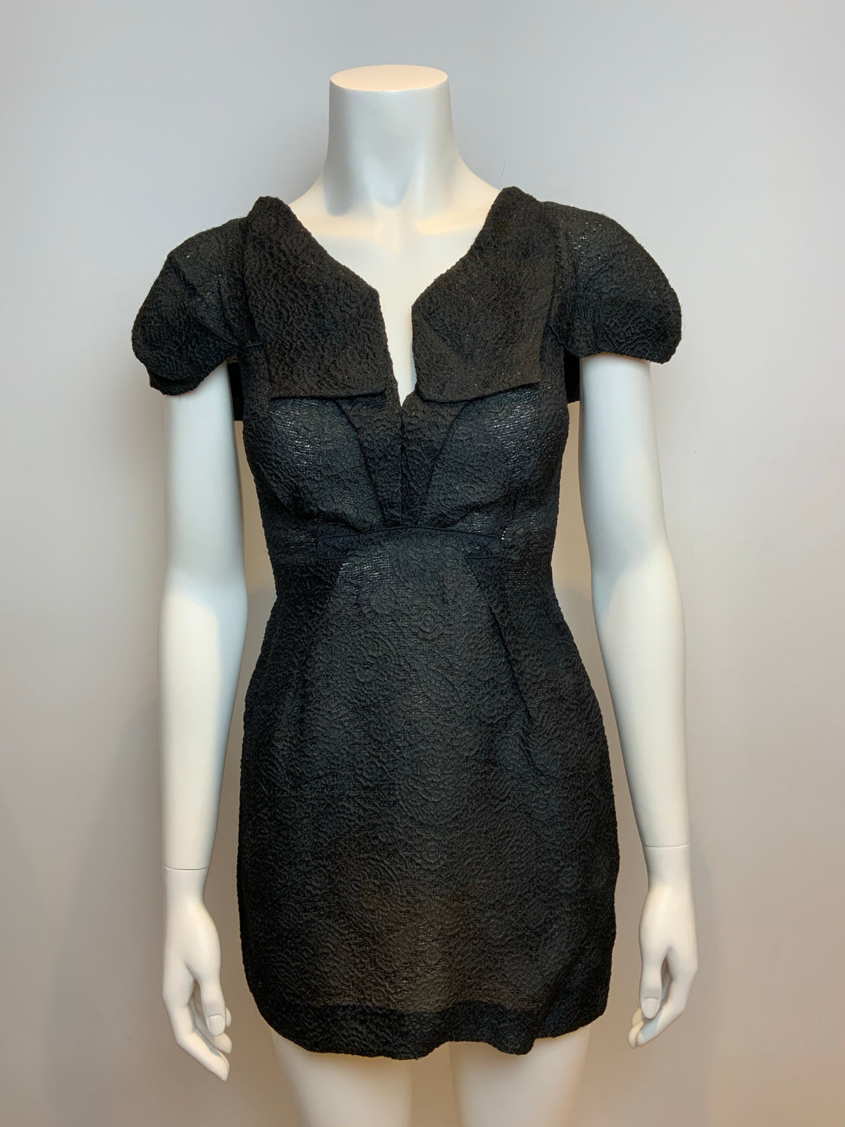 RUNAWAY Silk Organza Little Black Jacquard Dress Size 0 XXS ladies