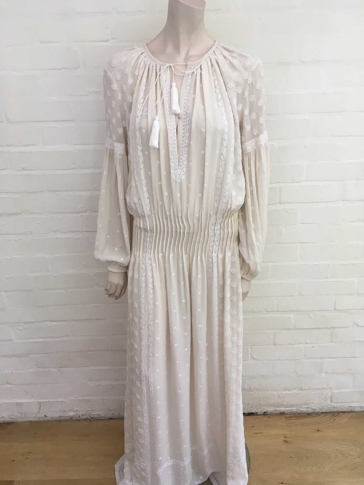 Talitha 'Fiona' off-white embroidered silk-crepe maxi dress Size M medium ladies