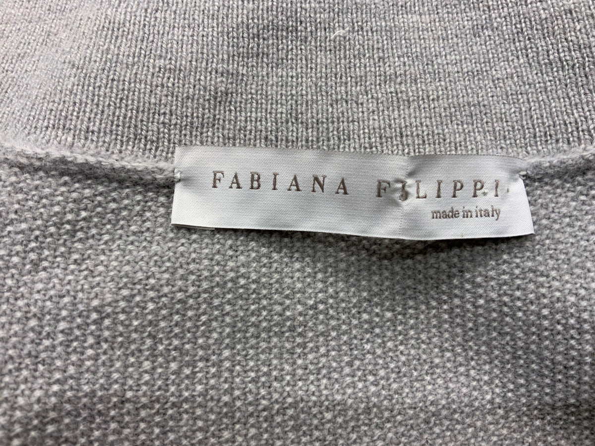 FABIANA FILIPPI Grey Knit Sweater Jumper Monili Trim Size I 48 UK 16 US 12 XL ladies