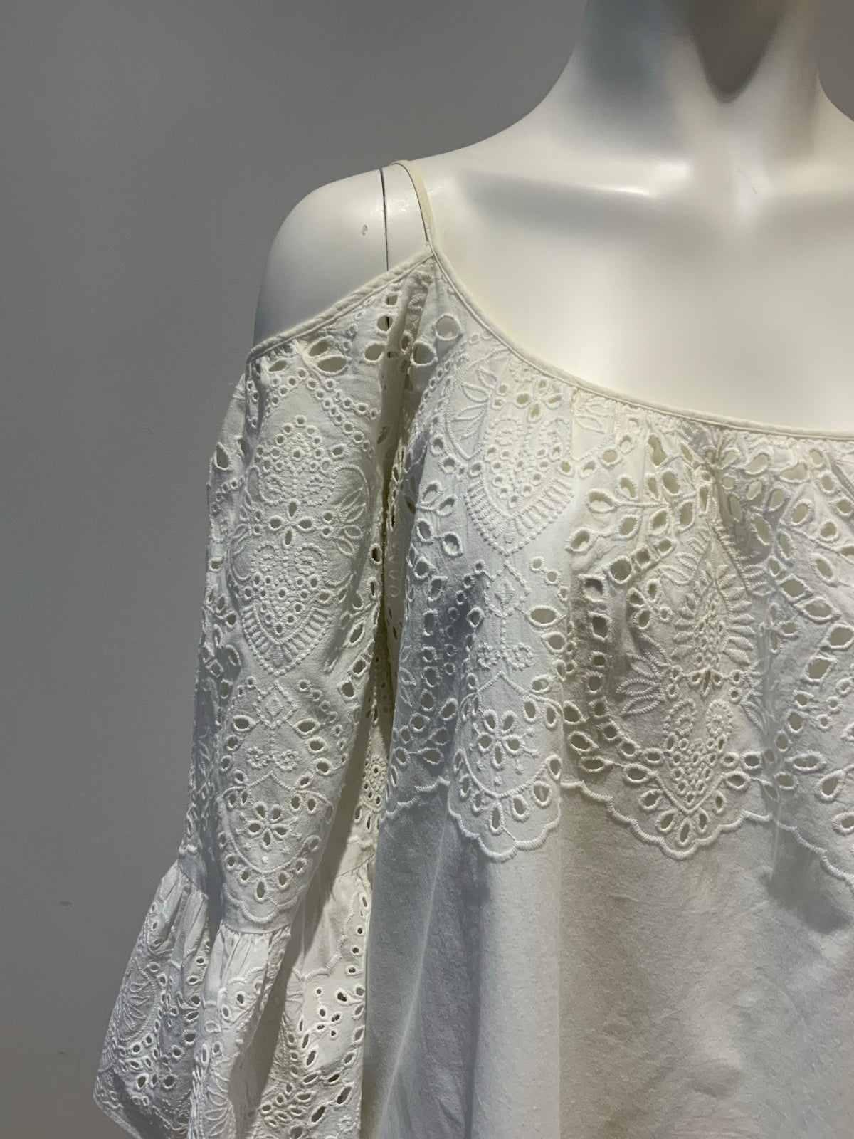 BCBGMAXAZRIA White Niki Eyelet Off-the-shoulder Casual Dress SIZE XS ladies