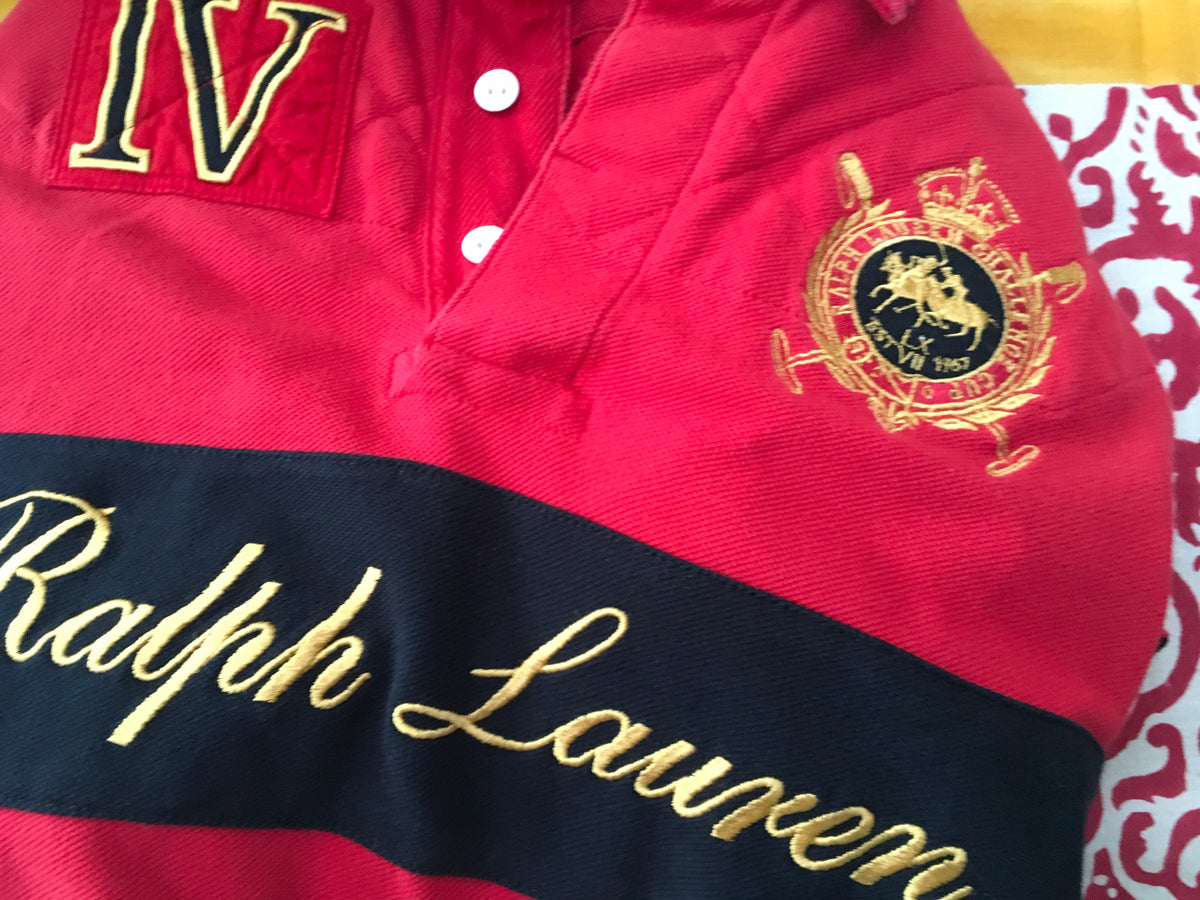 Ralph Lauren Red Embroidered WOMENS BLUE LABEL POLO SHIRT TOP Ladies