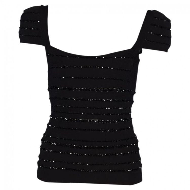 blue dress for baby girl Herve Leger Skirt Set Black Bandage Beaded Top Seen on Celebrities XS XXS Ladies