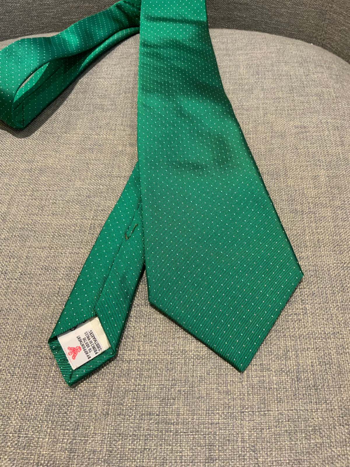 TURNBULL & ASSER. HANDMADE MENS GREEN POLKA DOTS TIE MEN