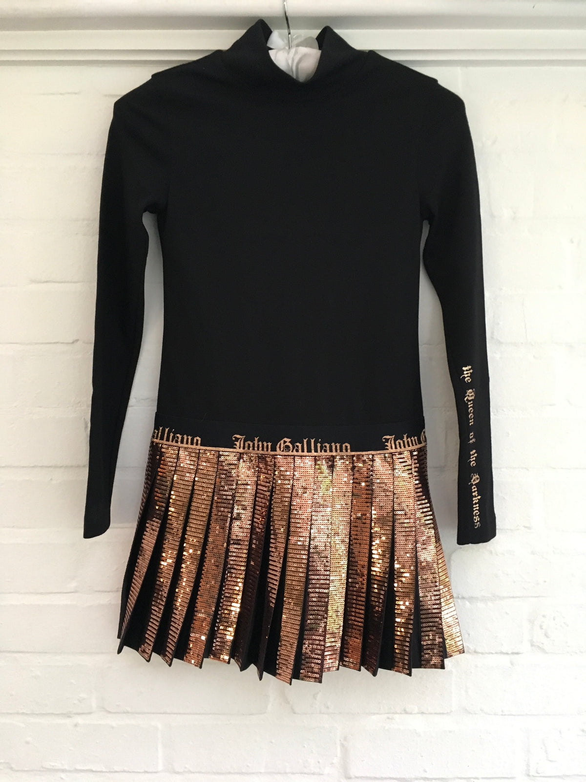 John Galliano Black Jersey Dress with Bronze Sequin Skirt Children