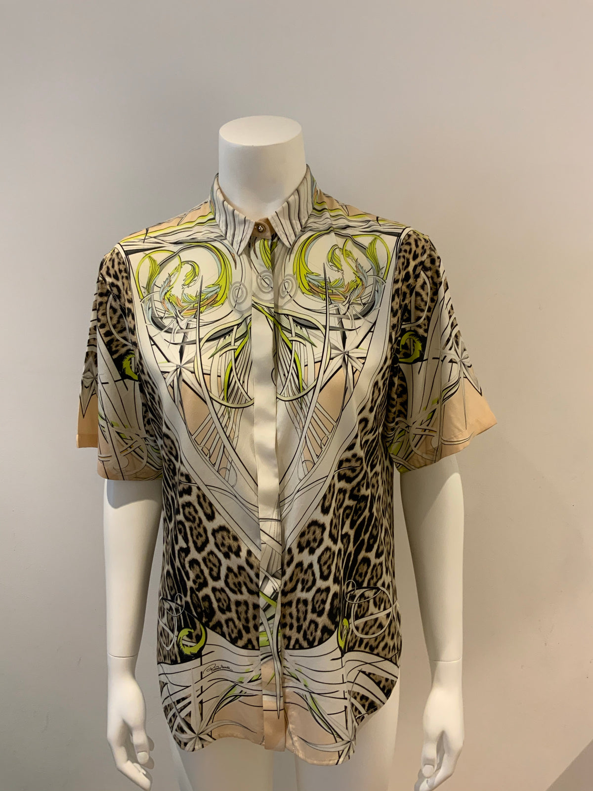 ROBERTO CAVALLI Animal Print Shirt Blouse top Size I 40 small ladies