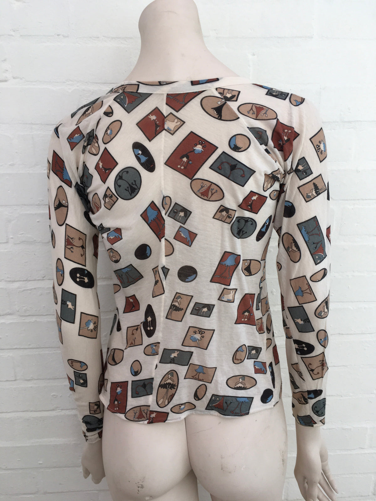 MARNI MULTICOLOR PRINTED LONG SLEEVES CROPPED TOP SIZE I 44 Ladies