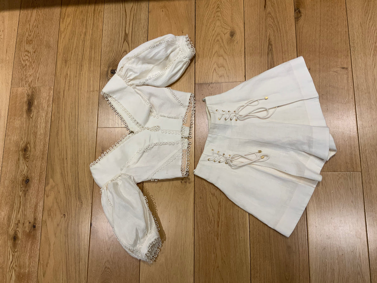 ZIMMERMANN Line Painted Heart Tear Bodice & Shorts SET SUIT SIZE 0 XXS ladies