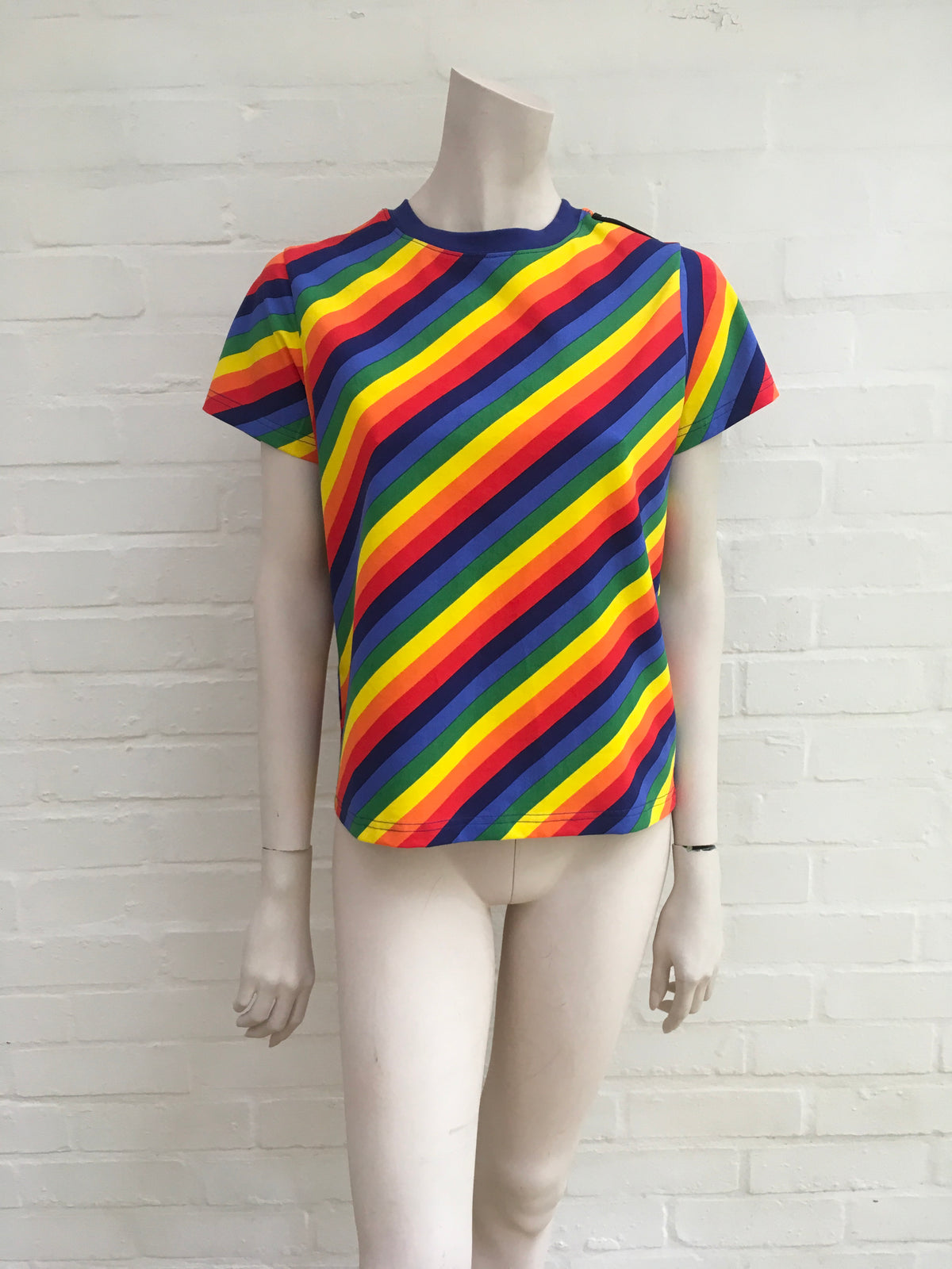 BALENCIAGA Rainbow stripe-print cotton T-shirt Ladies