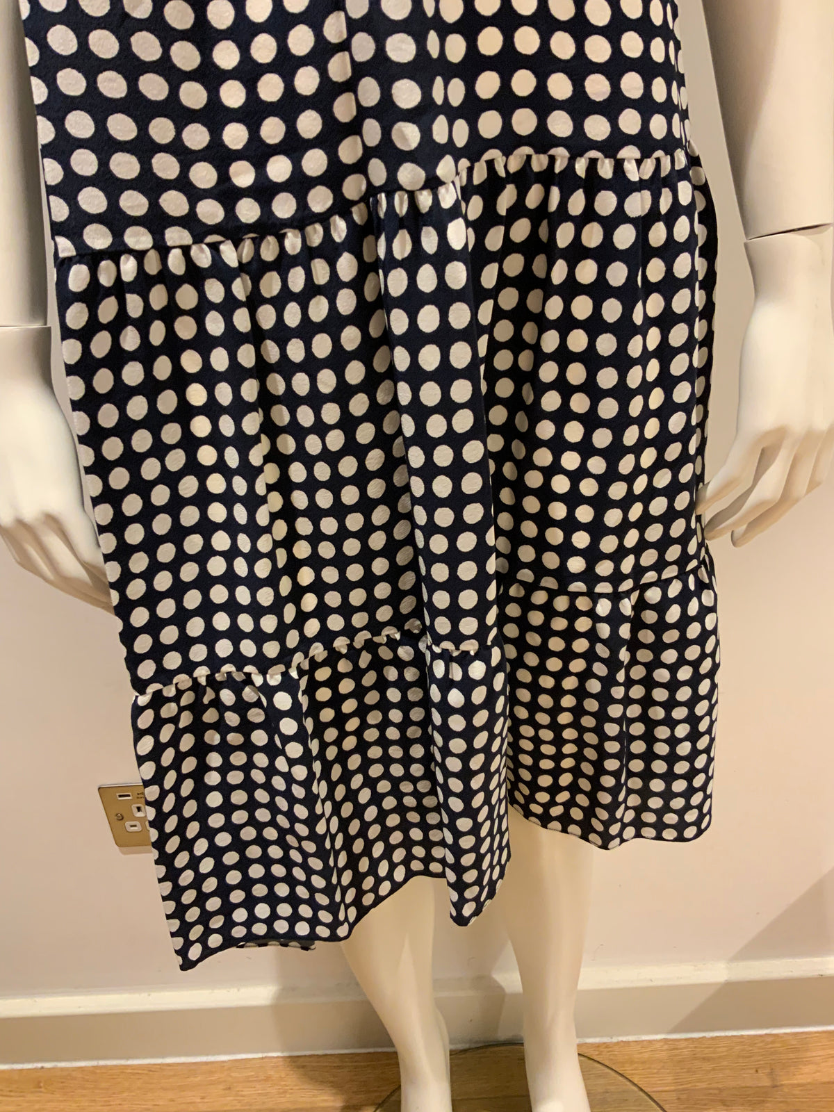 FIGUE NAVY POLKA DOT DRESS GABRIELLA KAMARI MOON PRINT Size S Small ladies