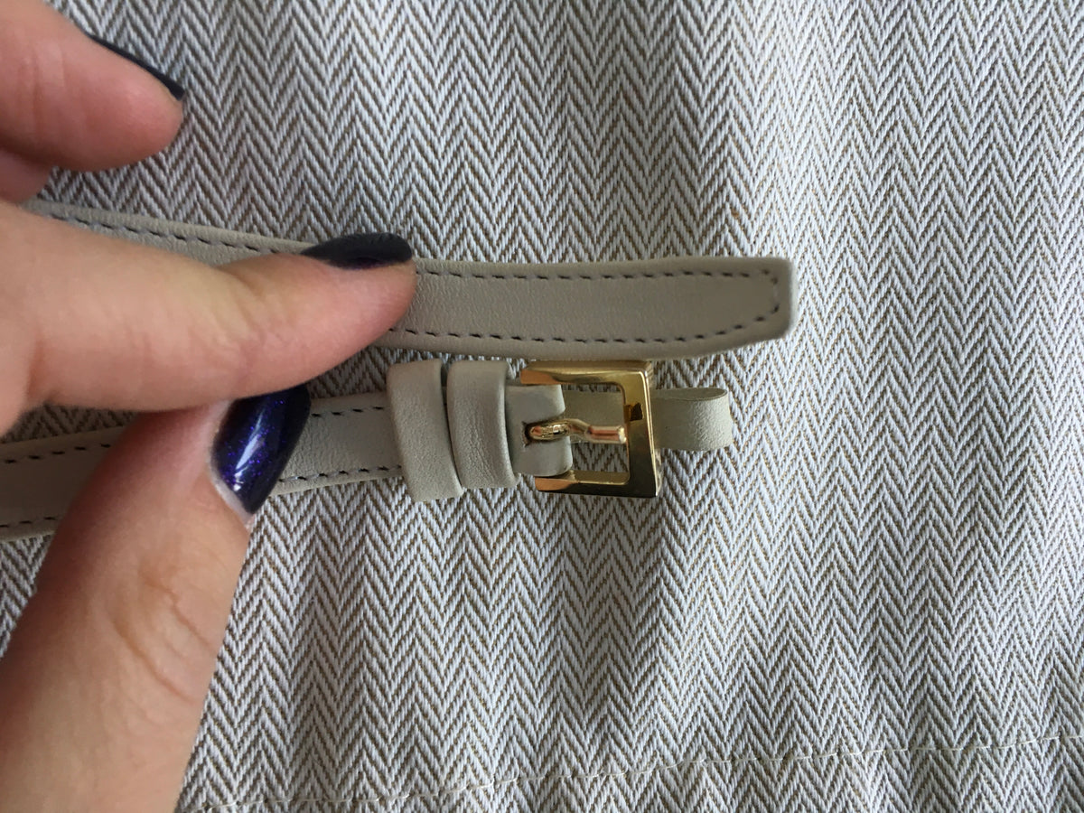 Elie Saab leather thin skinny white belt Ladis