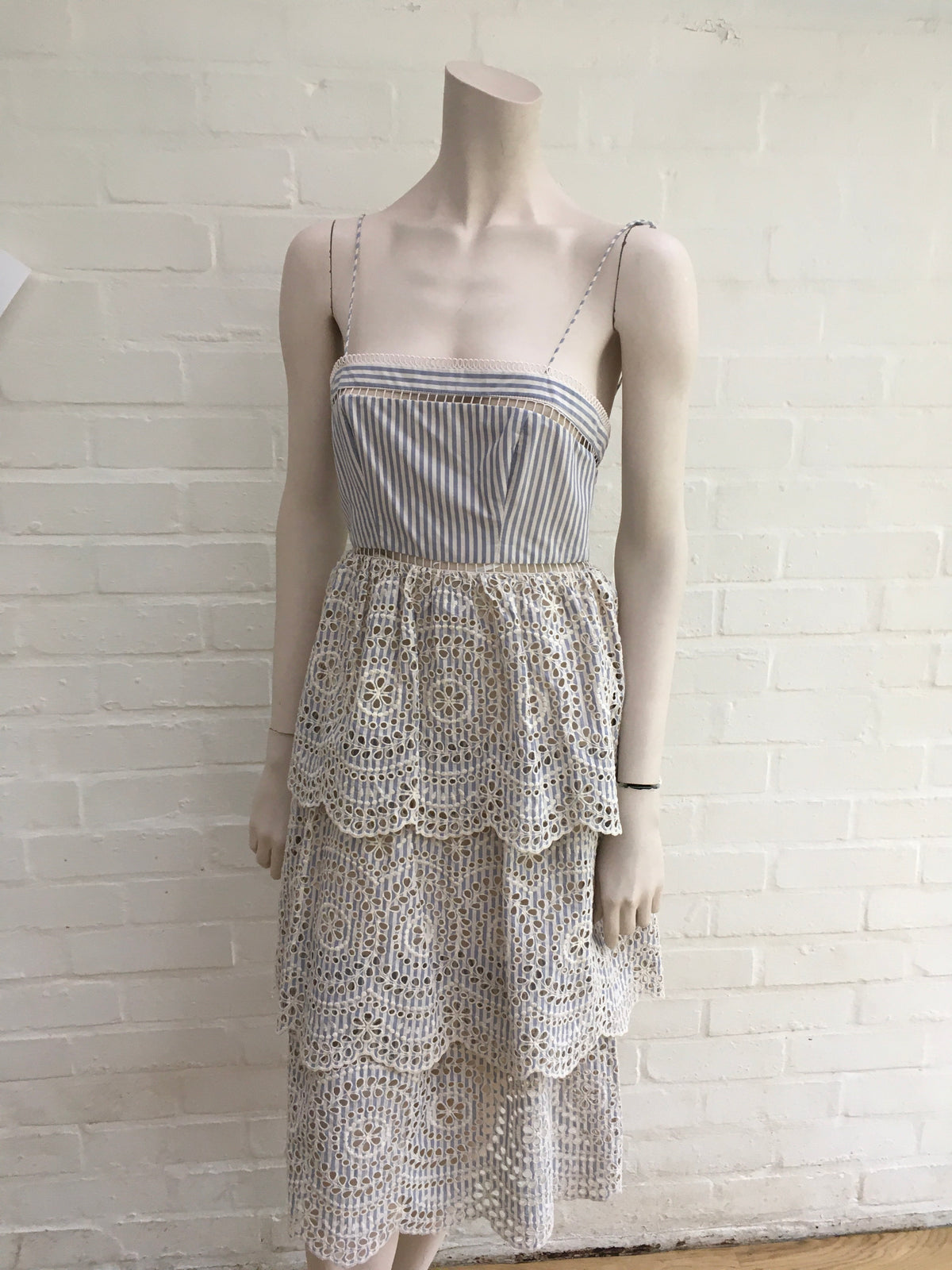 ZIMMERMANN Meridian Stripe Broderie Anglais Sun Dress Size 0 ladies