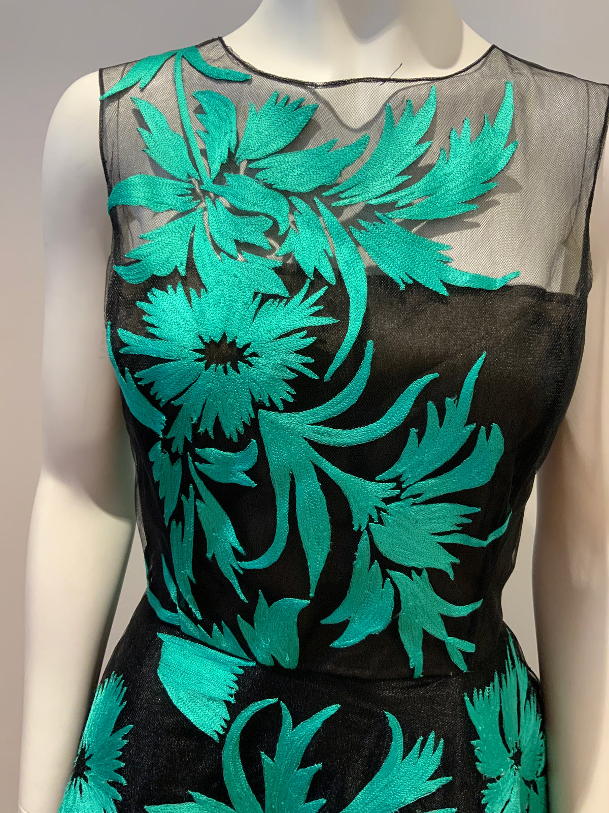 Oscar de la Renta Red Carpet Green Embroidered Gown Dress Size US 6 UK 10 ladies