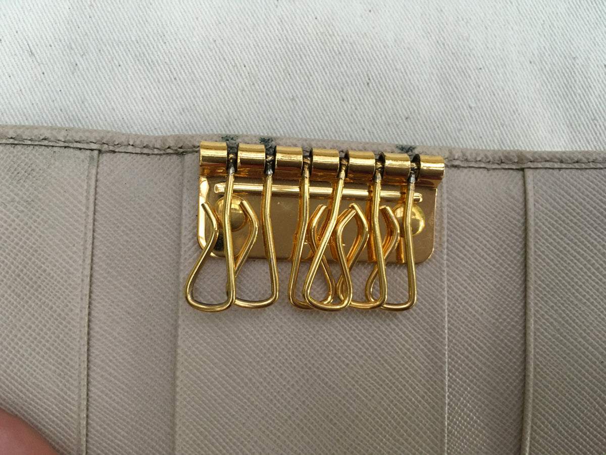 PRADA Saffiano Leather 6 Key Holder Wallet Keyholder Ladies