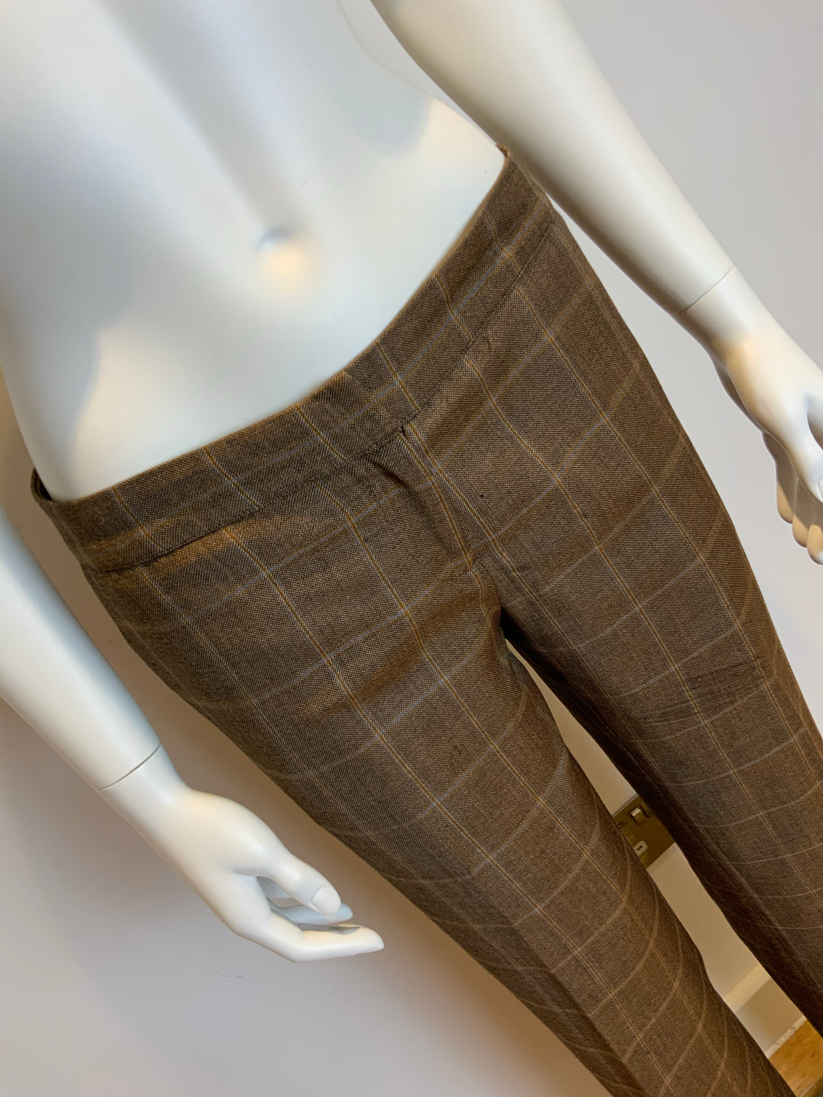 KRISTINA TI Wool Checked Brown Pants Trousers Size US 8 UK 12 I 44 ladies