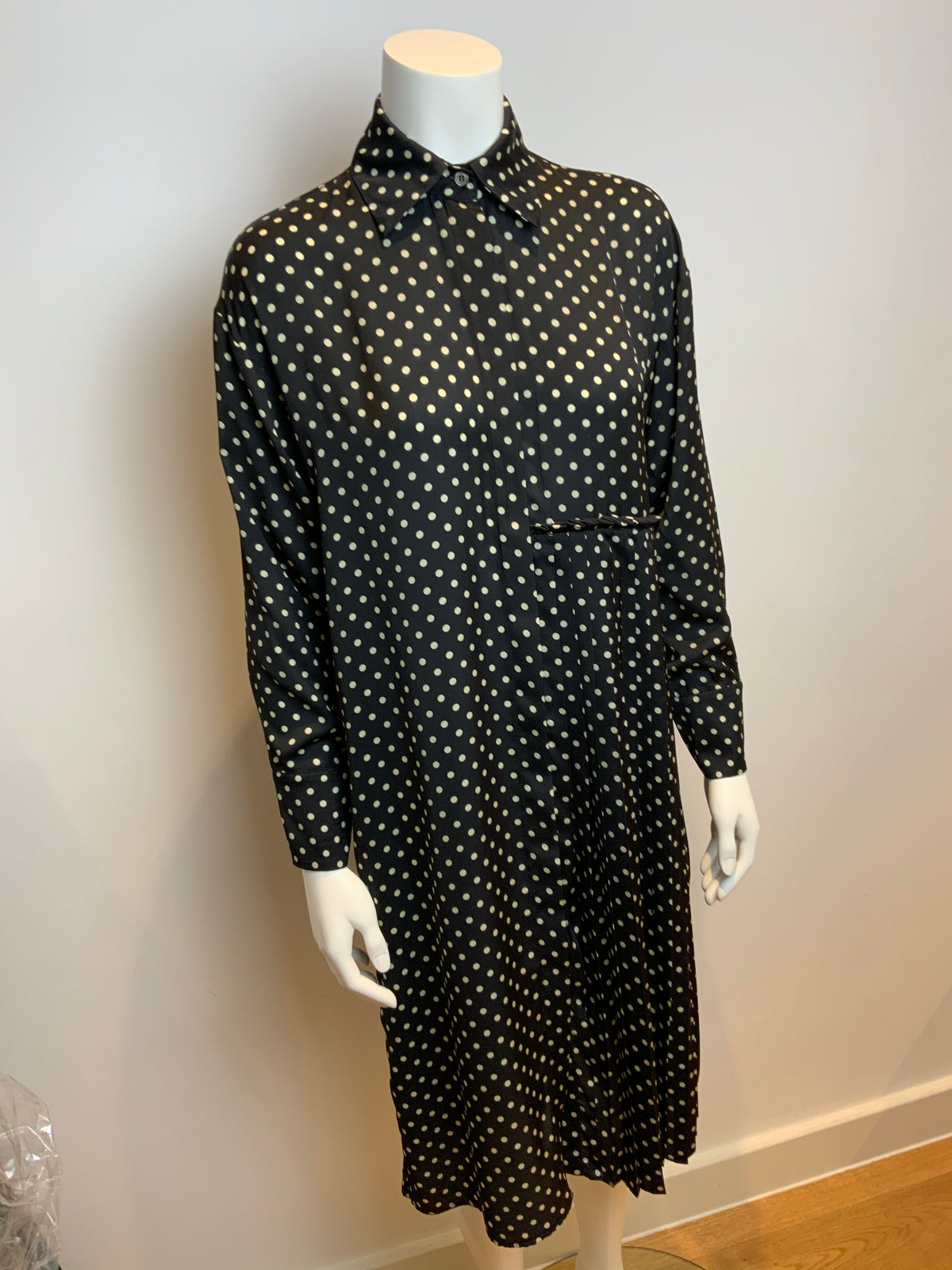 P.A.R.O.S.H laundry Polka Dots Oversized Shirt Pleated Dress SIZE XS ladies