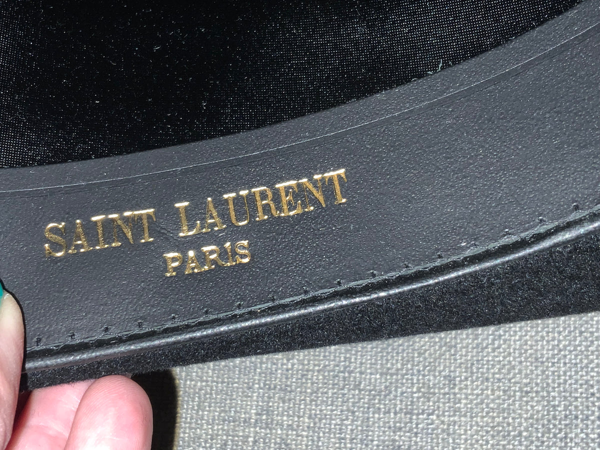 Saint Laurent Black RABBIT FUR HAT Fedora SOLD OUT Size 55 ladies