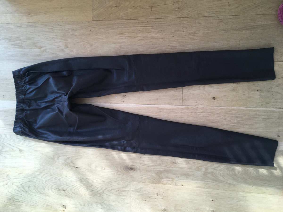 JOSEPH Choco Brown Stretch Leather Legging Pants Trousers Size F 38 ladies