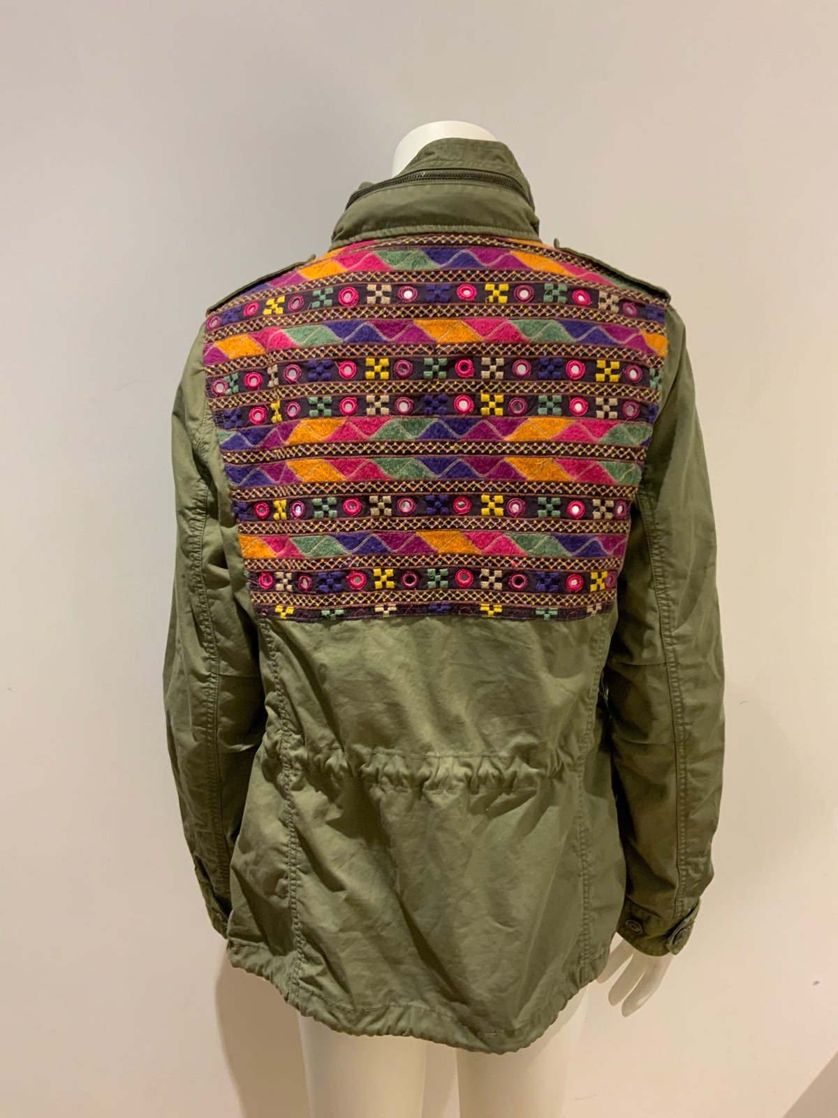 Denim & Supply Ralph Lauren Embellished Embroidered Khaki Army Jacket M Medium ladies
