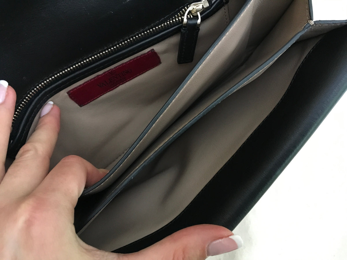 Valentino Bicolor Chain Double Flap Leather Clutch Bag Evening Bag Amazing Ladies