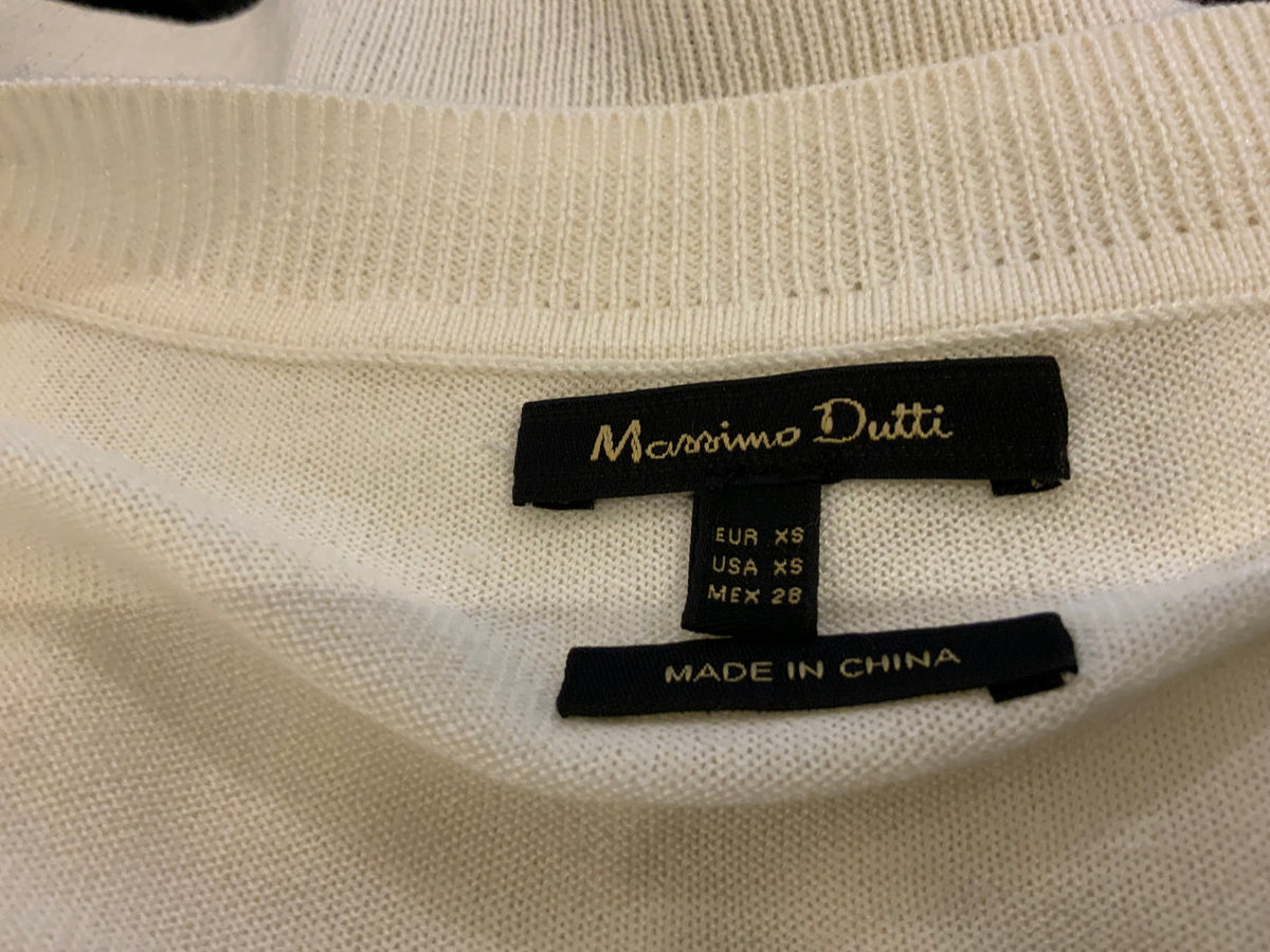 MASSIMO DUTTI WHITE BOW KNITTED SWEATER JUMPER SIZE XS EXTRA SMALL LADIES