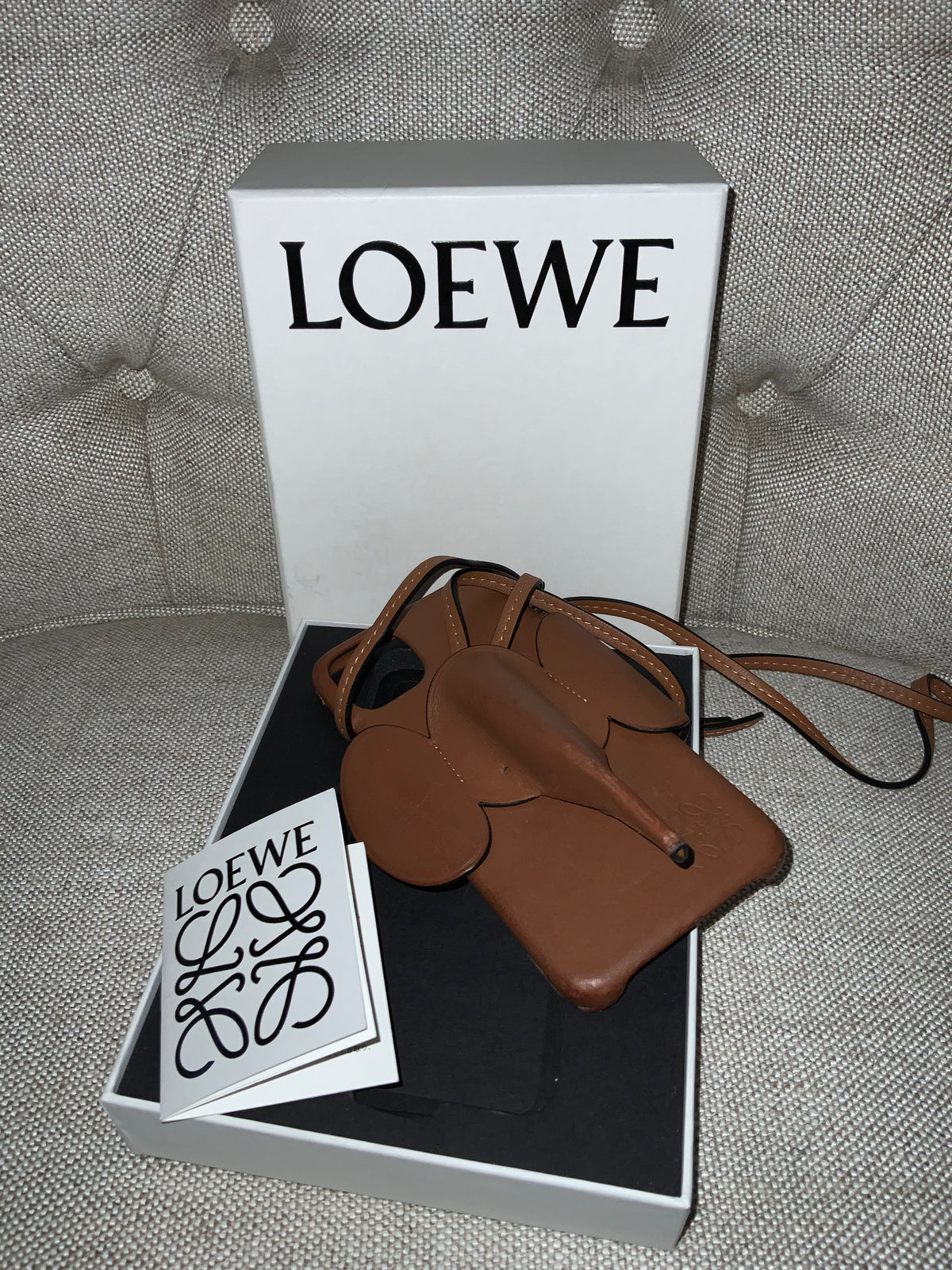 LOEWE Brown Leather Elephant iPhone 11 Pro Case Crossbody ladies