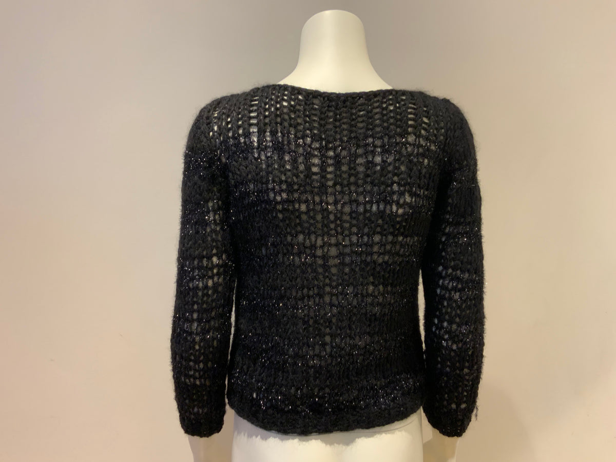 Saint Laurent Black Wool-Mohair open knit pullover sweater SOLD OUT Size S small ladies
