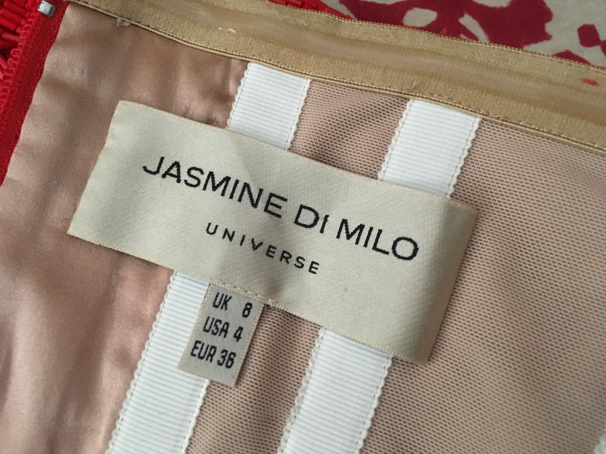 JASMINE DI MILO Red STRAPLESS HAND BEADED DRESS Ladies