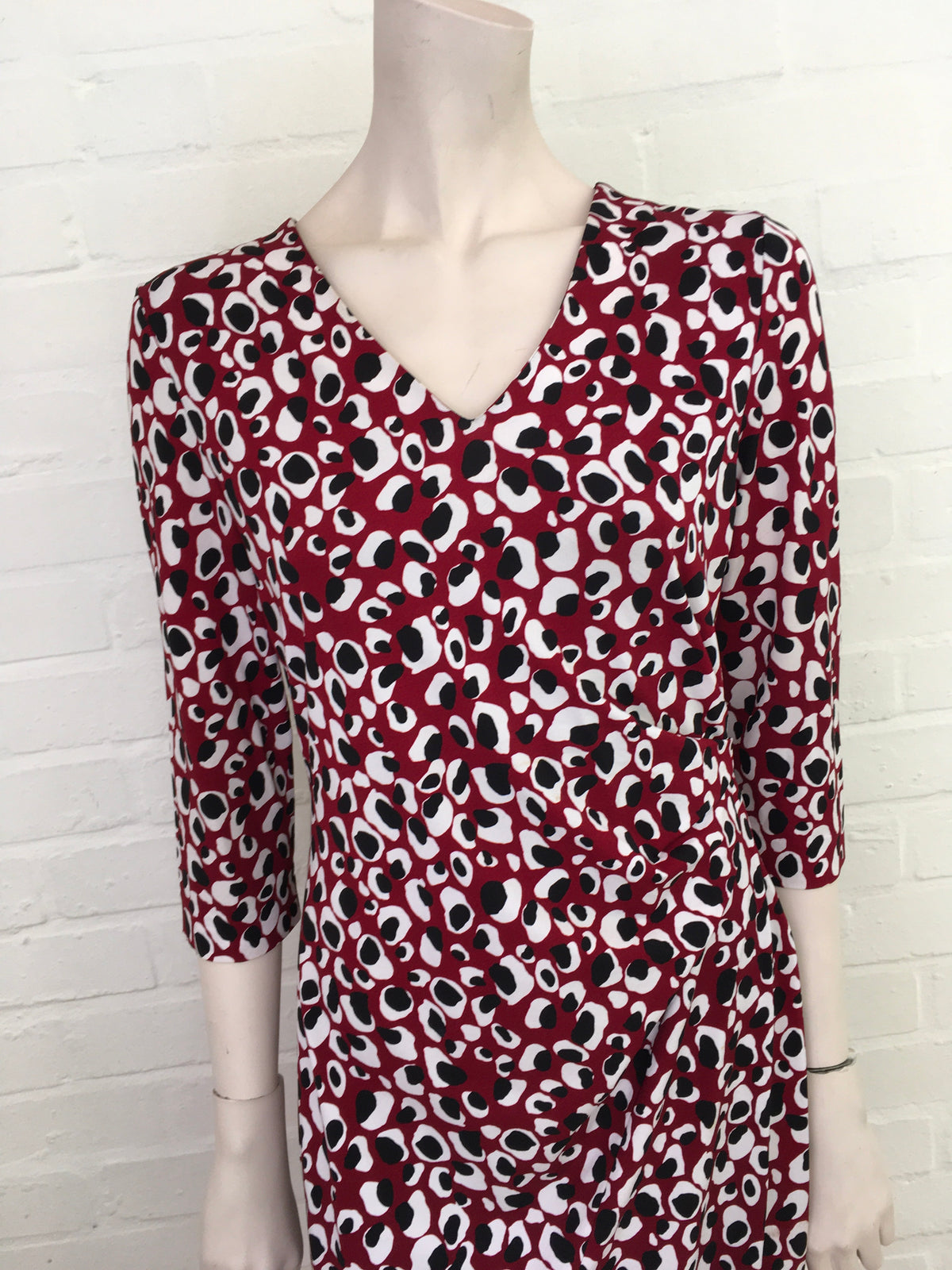BOSS Hugo Boss Epona V-Neck 3/4 Sleeve Printed Sheath Midi Dress Size M Medium ladies