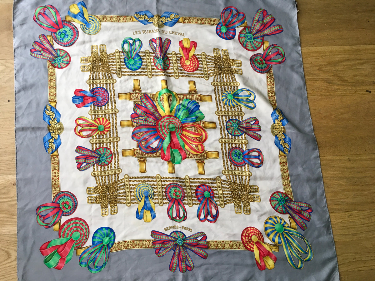 Hermès HERMES SCARF Les Rubans du Cheval Silk Scarf Created By Joachim Metz 1993 Ladies